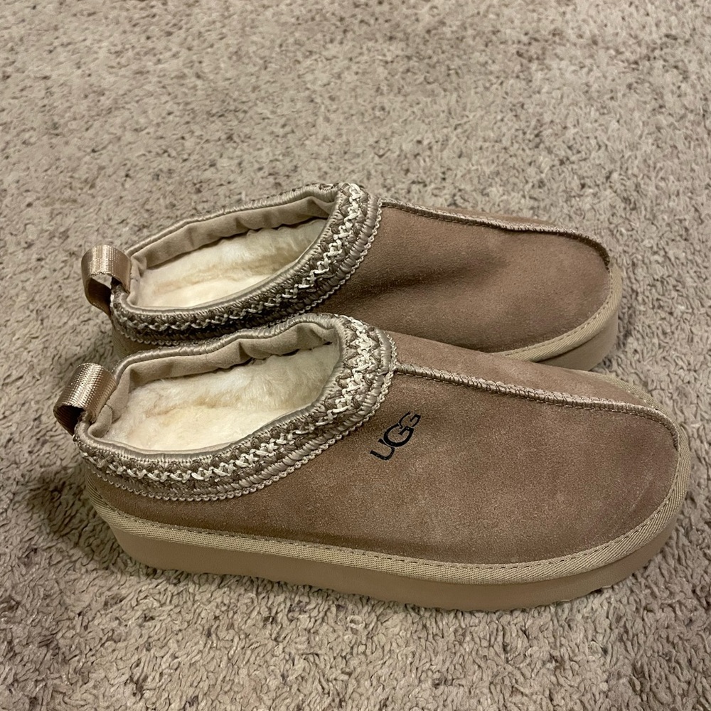 COPY - UGG Tan Suede platform Tasman Slippers